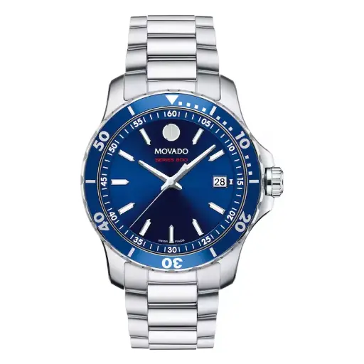[2600137] MOVADO Blue Dial Steel Case Watch (Men) 42mm 2600137 