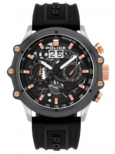 [P 16018JSTU-13P] POLICE WATCH PL G LUANG SIL CASE GRY DIAL BLK SILICON
