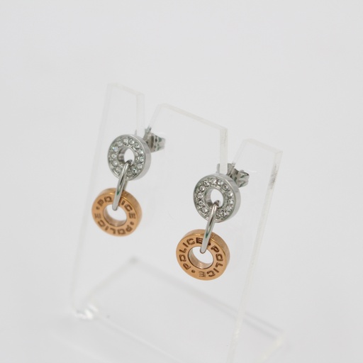 [P PJ 25747ESSRG/03] POLICE LADIES TWO TONE RHODIUM PLATED EARRING WITH
