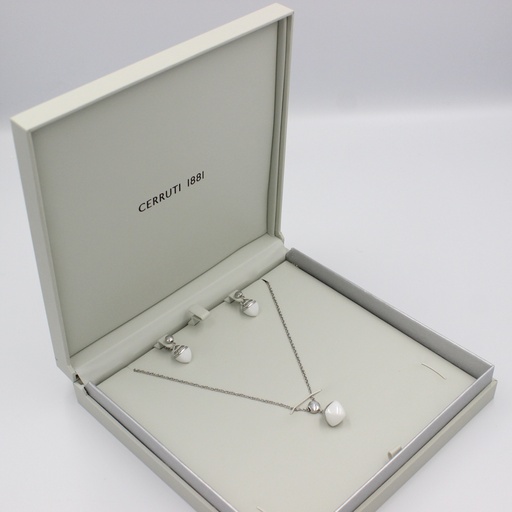 [XC CRJ N056001-NE] CERRUTI ACC NKL+ERG SS CERAMIC/SWRSKI STNS (2PC SET) XC CRJ N056001-NE
