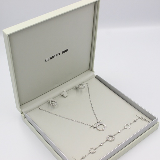 [CIJLB0001001-NEB] CERRUTI ACC CE PLEAT SS CRYSTALS S-NKL+ERG+BRT
(3PC SET) CIJLB0001001-NEB