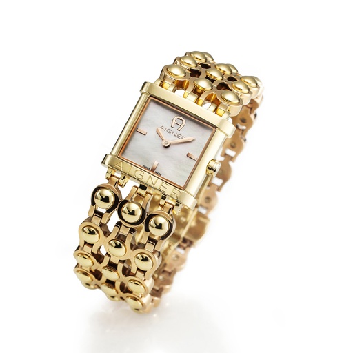 [A20213] AIGNER AREZZO MOP DIAL GOLD PLATED SS BRACELET A20213