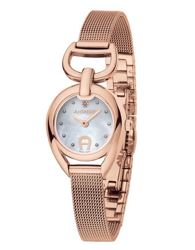 [A24266B] AIGNER GARDA LADIES WHITE DIAL ROSE GOLD CASE WATCH A24266B 