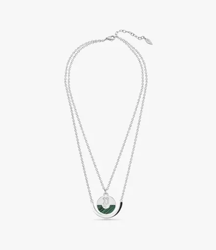 [PEJLN2120503] PE ELLIPSE SS POLISHEDSS MALACHITE DOUBLECHAIN NKL 