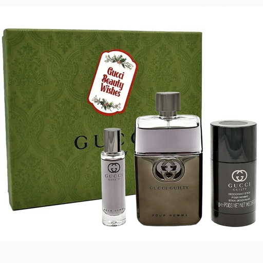 [GUC-GUL-SET-3] GUCCI GUILTY POUR HOMME (M) SET EDT 90ML + DEO STICK 75ML + TRAVEL SPRAY 15ML