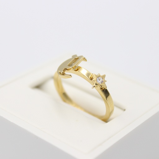 [PEJLF2109202] PE SELENE SS MOON & STAR RING SIZE 54 WITH CRYSTAL