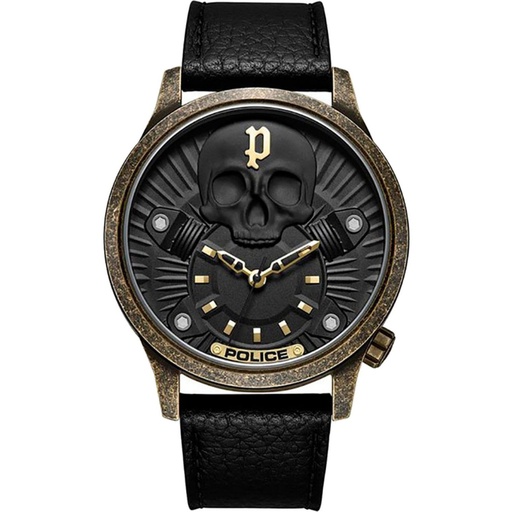 [PEWJA2227702] POLICE IPG CASE,BLACK DIAL, BLACK LEA PEWJA2227702