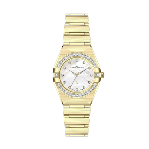 [MV7085L-1] MATIO VALENTINO (W) WATCH FULL GOLD WHITE STAR DIAL