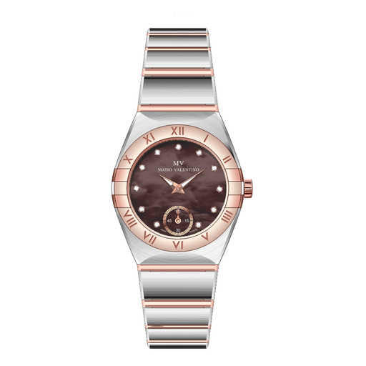 [MV5047-1] MATIO VALENTINO (W) WATCH 2 TONE BRON MOP DIAL