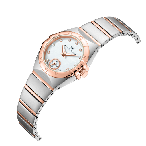 [MV5047-4] MATIO VALENTINO (W) WATCH 2 TONE WHITE MOP DIAL