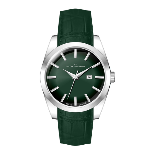[MV7084-3] MATIO VALENTINO (M) WATCH GREEN LEATHER STRAP