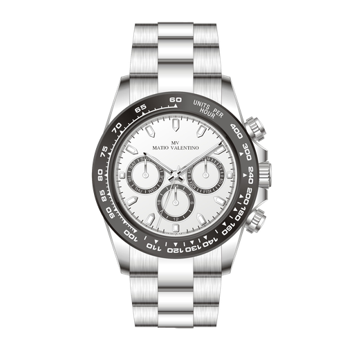 [MV7074-2] MATIO VALENTINO (M) WATCH SILVER CONOGRAPH BLACK BEZEL WHITE DIAL