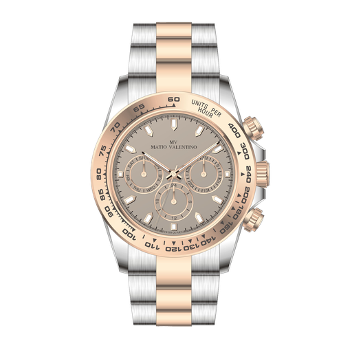 [MV7074-4] MATIO VALENTINO (M) WATCH 2 TONE CONOGRAPH GREY DIAL