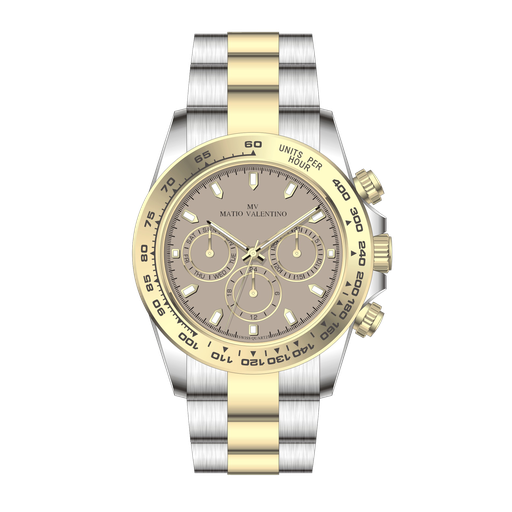 [MV7074-5] MATIO VALENTINO (M) WATCH 2 TONE CONOGRAPH GREY DIAL
