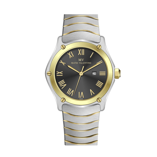 [MV6549G-3] MATIO VALENTINO (M) WATCH 2 TONE BLACK DIAL ROMAN NO.