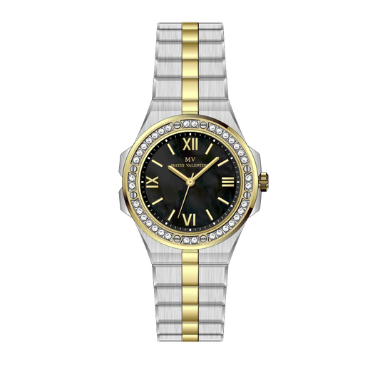 [MV6561L-1] MATIO VALENTINO (W) WATCH 2 TONE BLACK DIAL ROMAN NO.