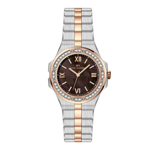 [MV6561L-2] MATIO VALENTINO (W) WATCH 2 TONE BROWN DIAL ROMAN NO.