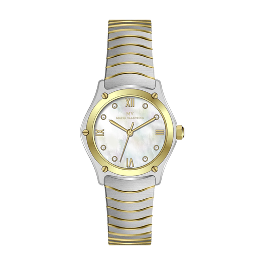 [MV6542L-2] MATIO VALENTINO (W) WATCH 2 TONE WHITE DIAL ROMAN NO.