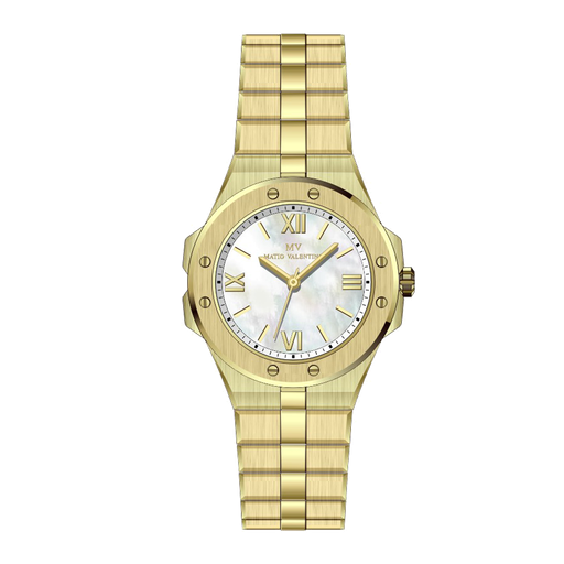 [MV6561L-01] MATIO VALENTINO (W) WATCH FULL GOLD MOP DIAL ROMAN NO.