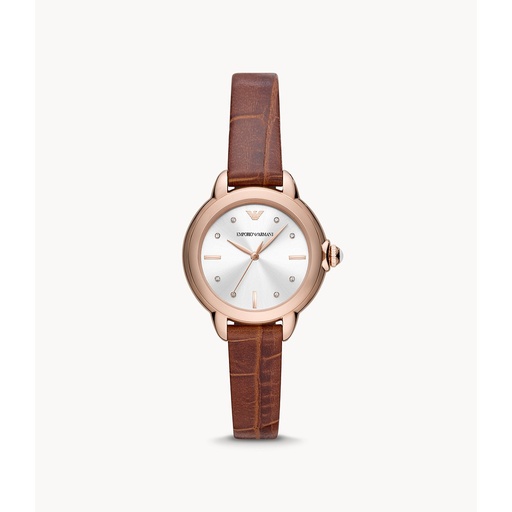 Emporio Armani Women's Emporio Armani Three-Hand Brown Leather Watch