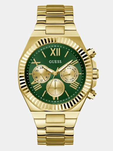 GUESS Gold-Tone and Green Multifunction Watch