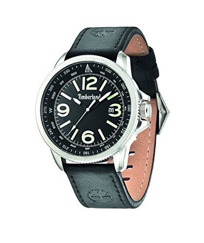 [14247JS-07] Timberland 14247JS-07 Mens Caswell black Leather Strap Watch