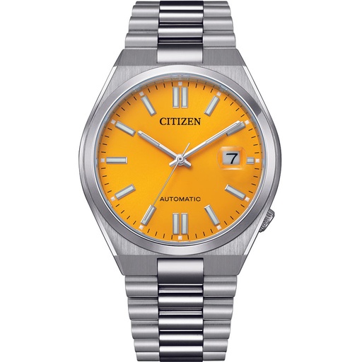 [NJ0150-81Z] Citizen automatic watch with a bold orange dial and stainless-steel bracelet