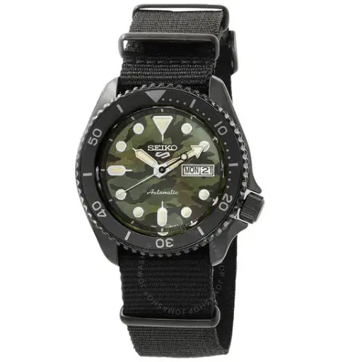 [SRPJ37K1] Seiko 5 Sports Automatic Green Camouflage Dial Men's Watch
