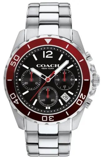 [14602556] Coach Kent Black Dial Silver Steel Strap Watch for Men - 14602556