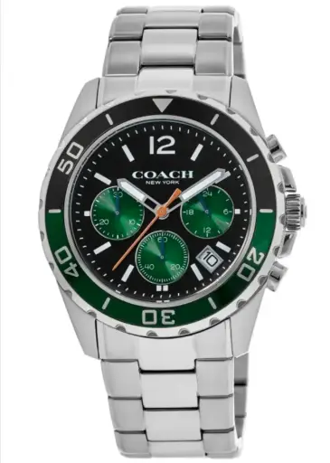 [14602557] Coach Kent Black & Green Chronograph Dial Steel Men's Watch 14602557