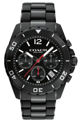 [14602554] Coach Kent Chronograph Black Dial Black Steel Strap Watch for Men - 14602554