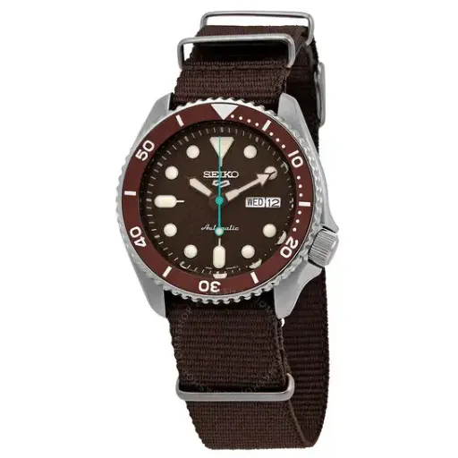 [SRPD85K1] Seiko 5 Sports Stainless Steel Case Brown Canvas Strap Automatic Men’s Watch SRPD85K1