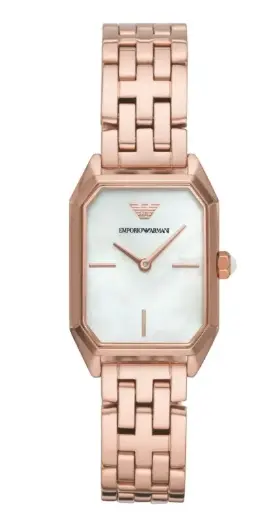 [AR11147] Emporio Armani  Giola White Mother of Pearl Dial Rose Gold Steel Strap Watch For Women AR11147