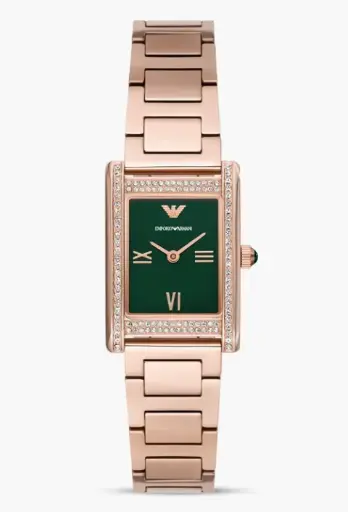 [AR11641] Emporio Armani Genni Green Dial Rose Gold Ladies Watch | AR11641