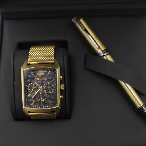 [PEWJK2204807] POLICE MENS WATCH+PEN (2 PCS SET)  