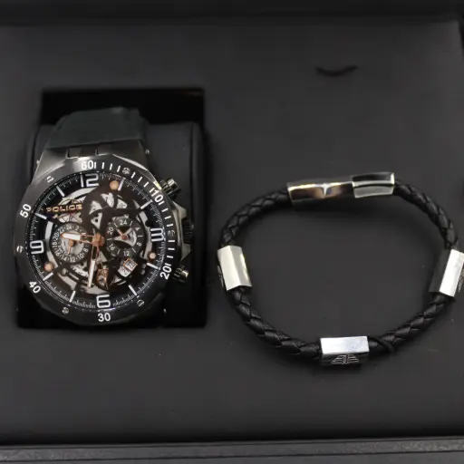 [PEJL2506025] POLICE MENS WATCH+BERCELET (2PCS SET)  PEJL2506025