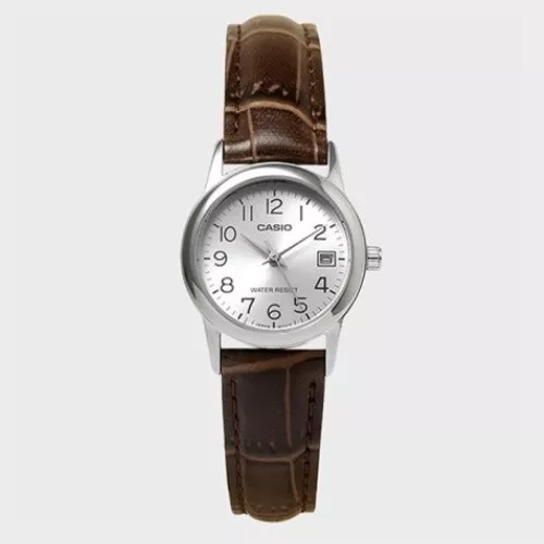 [Ltpv002l-7b2] CASIO Women Watch Silver Dial Brown Leather Ltpv002l-7b2