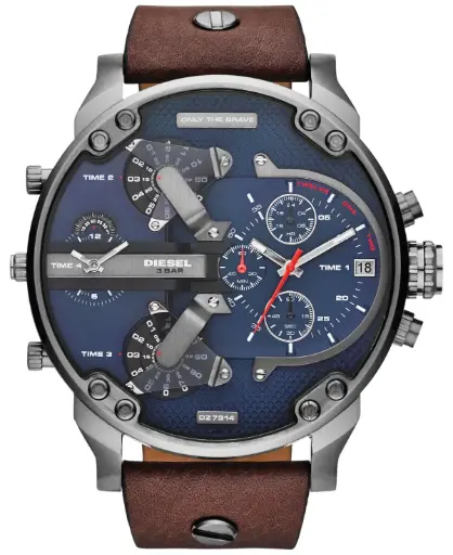 Diesel Mr Daddy Dual Time Chronograph Navy Blue Dial Men's Watch