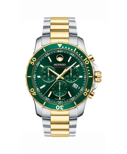 [2600148] Movado Series 800 Men's Two-Toned Watch with Green Dial