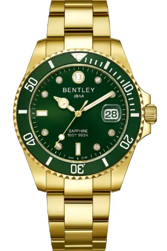 [Bl2331] BENTLEY Gold Tone Watch With Green DiaL WATCH  Bl2331