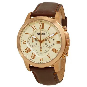 [FS4991] FOSSIL Grant Chronograph Eggshell Dial Brown Leather FS4991