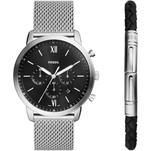 [FS6021SET] FOSSIL Neutra Chronograph Set Silvery / Black FS6021SET