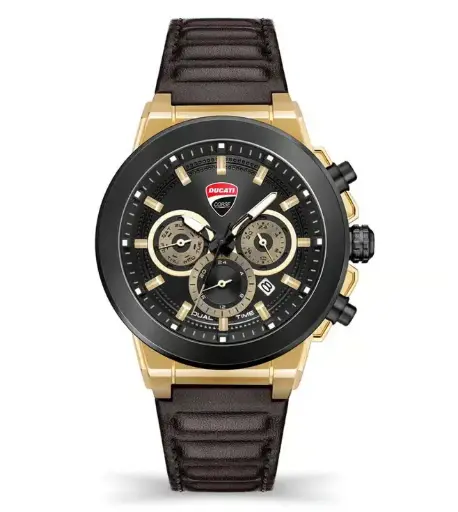 [Dtwgf2019202] Ducati Leather Campione Classic Chronograph Analog Black Dial Men's Watch-Dtwgf2019202