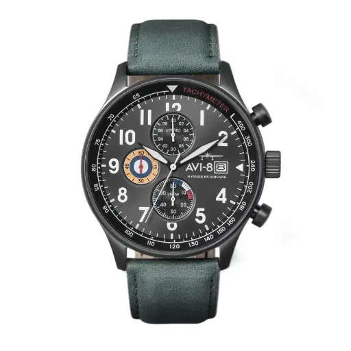 [AV-4011-0D] AVI-8 AVIATION GUN STEEL GRAY GREEN WATCH AV-4011-0D