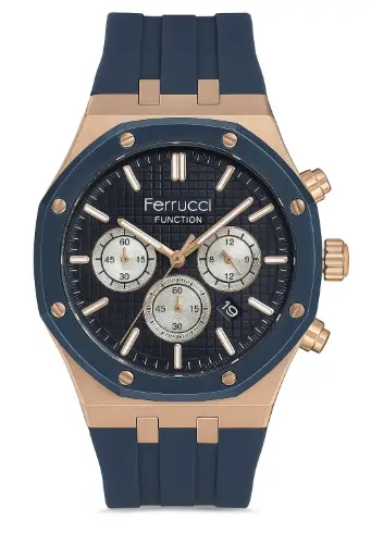 [FC03234S02] FERRUCCI BLUE RUBBER STRAP WATCH FC03234S02