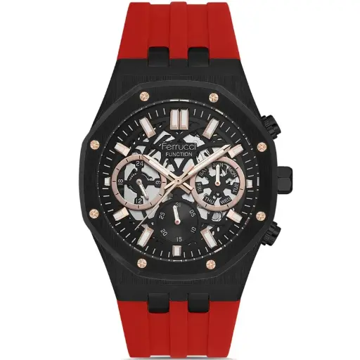 [FC.03287-06] FERRUCCI RED RUBBER STRAP WATCH FC.03287-06