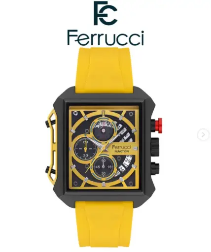 [FCF23002.4] FERRUCCI YELLOW RUBBER STRAP WATCH FCF 23002.4