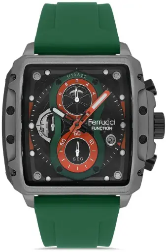 [FCF 23001 05] FERRUCCI GREEN RUBBER STRAP WATCH FCF 23001 05