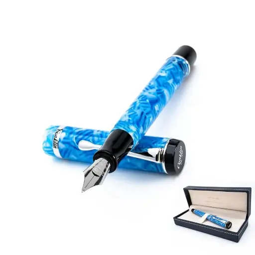 [CON002] CONKLIN Duragraph Fountain Pen Ice Blue - Flex Nib, Dynamic Writing Tool with Cool Blue Finish