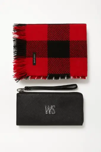 Steve Madden Red and black scarf with black bag